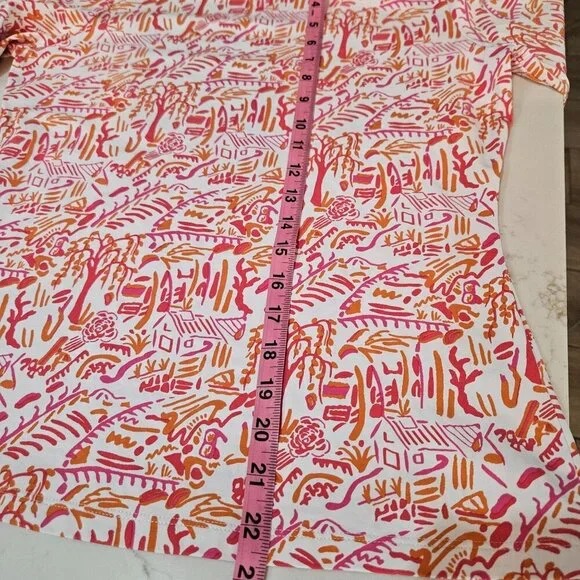 J. McLaughlin Top Small Catalina Cloth Pink Orange Village Print Career - Picture 8 of 10